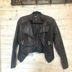Black Faux Leather Jacket XS